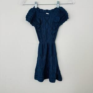 Evsie Blue Crochet Short Sleeve Dress Girls Size 7